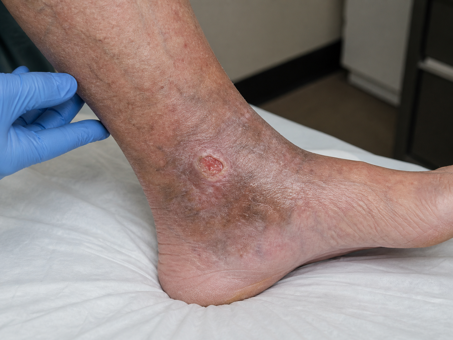 Clinical example of a lower-leg ulcer